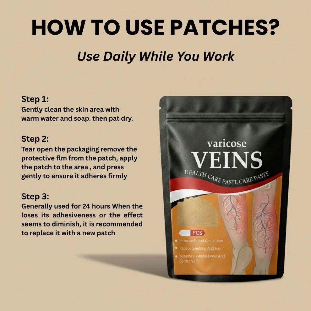 Kenko™ VeinEase Patches – Herbal Leg Wellness Support for Swelling & Fatigue